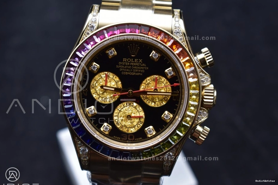 779 on SH Rainbow Black Bracelet ZF Timeless Edition 1:1 Daytona Dial Diamonds 116598RBOW YG Best 1228